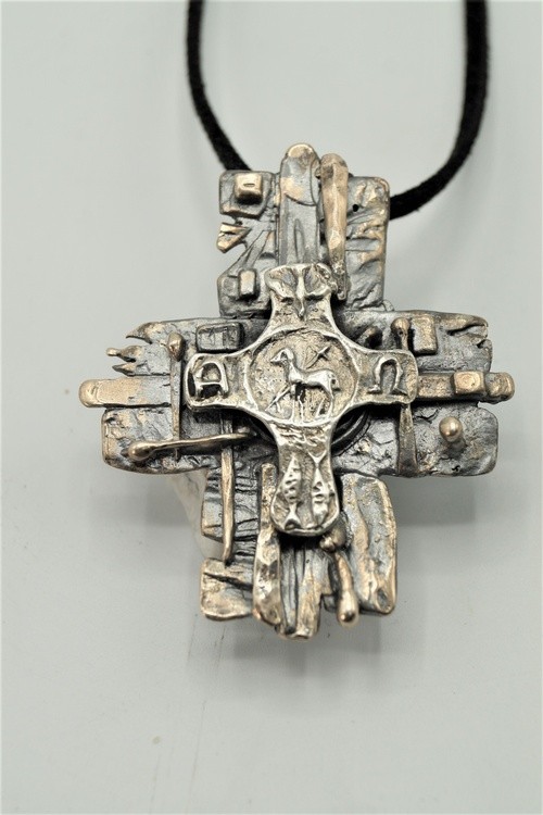 Alpha and Omega Power Cross solid Silver /Bronze Canada Religious Gift Catholics Christian 