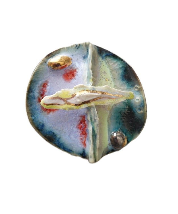 Unique Sculpture Jewelry, Ceramic , Glaze rare earth oxides