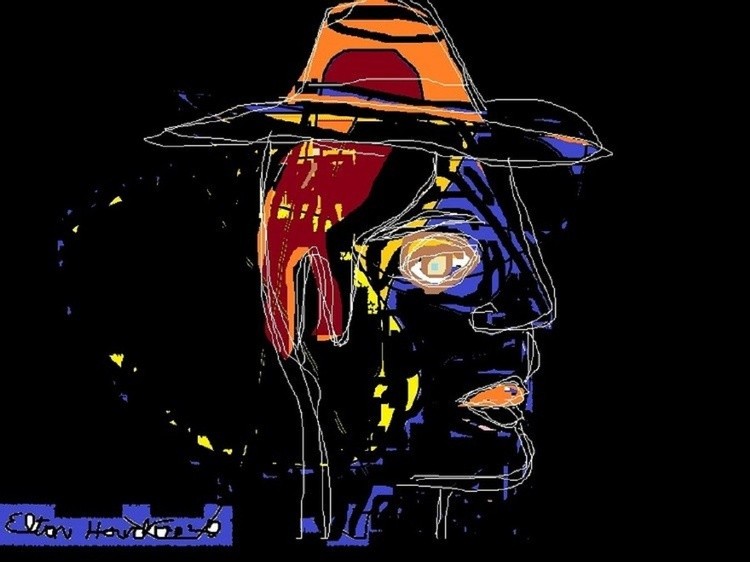 WRONG WAY TRAVELER--Blue Lady  Transition...(c),,2020..elton houck...digital.-.wrong way-- art