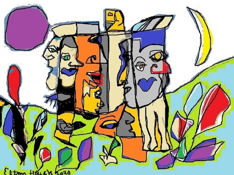 Mysterious Somnambulistic Nomatic Disappearing Totem.(c) 2020, elton houck.--digital totem art..