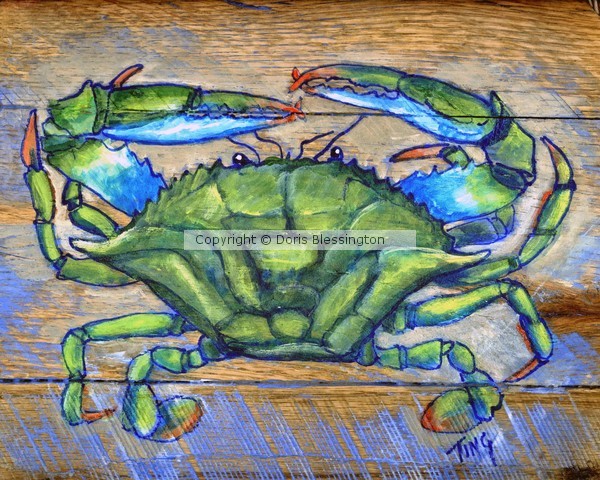 Green Crab on Wood