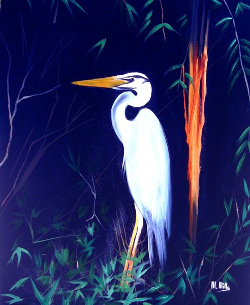 Blue Heron in Bamboo