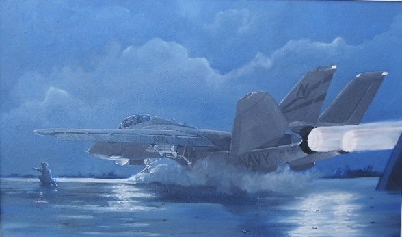 F14 carrier launch in bad weather