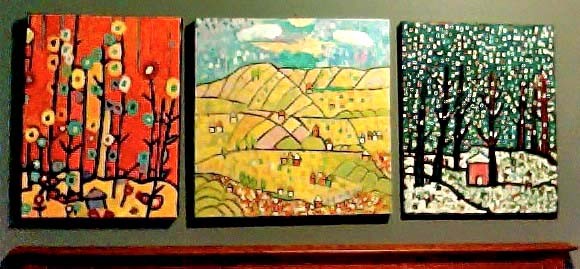 3 paintings Above Clients Bed