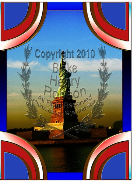 Deco Statue of Liberty Red White Blue & Gold