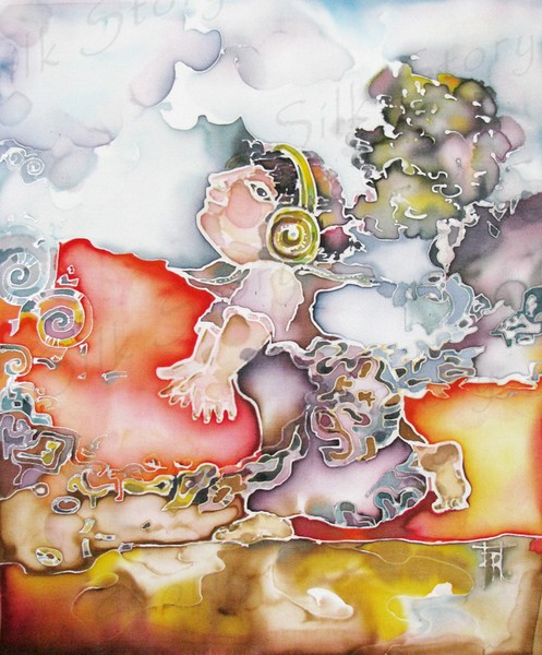 The missing cloud. Painting on silk