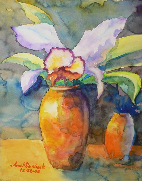 ORIGINAL WATERCOLOR FLOWER ORCHIDS 2
