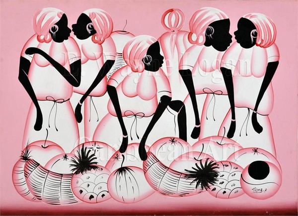 Community in Pink - Caribbean Art Print