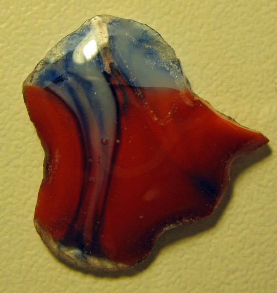 Fused Glass: Blue and Red Blob
