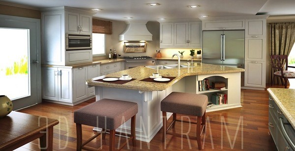 cocina de diseño renderizado Interiro