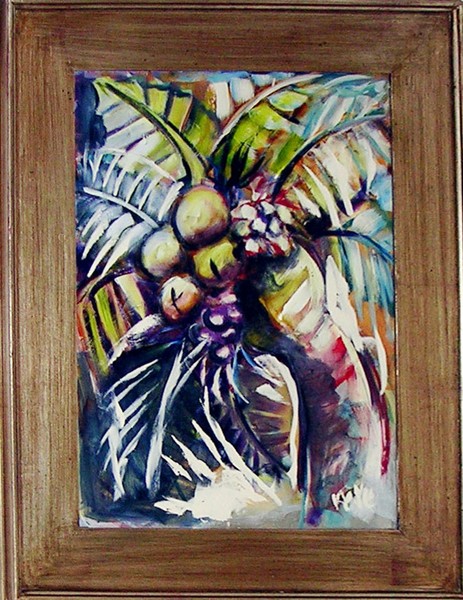 palm at sun set framed