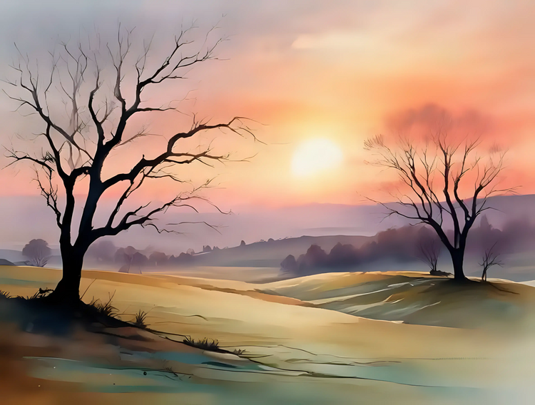 Sunset Over Tranquil Landscape