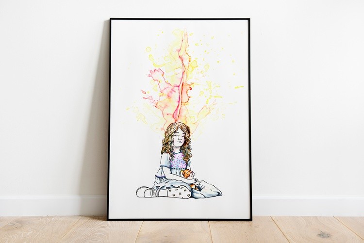 Blossom Time. Child in meditation