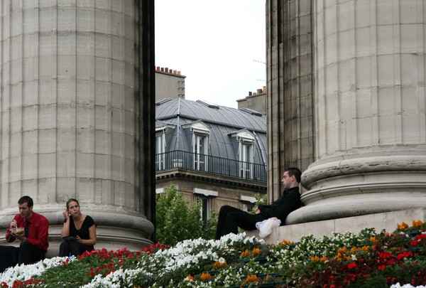 On the stairs of the Madeleine