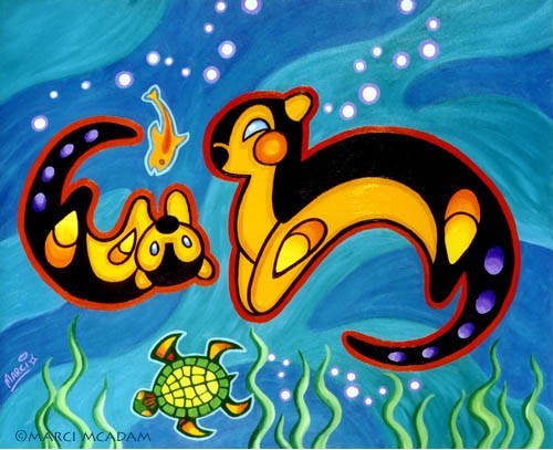 Otters and Turtle