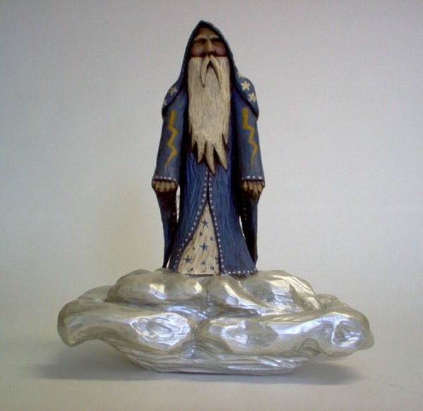 folk art wizard on a cloud