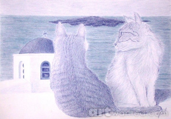 Kitties in Santorini