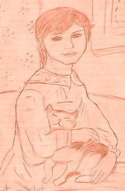 Little Girl with her Cat