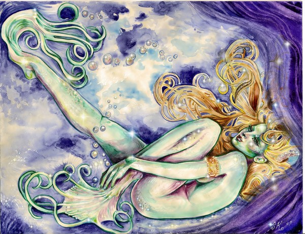 Mermaid with tiny bubbles