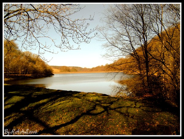Autumns shadow, across the Yarrow reservoir.