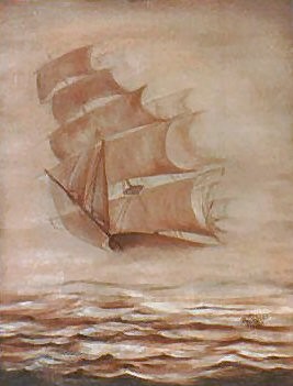 Ship in Mist-Sepia