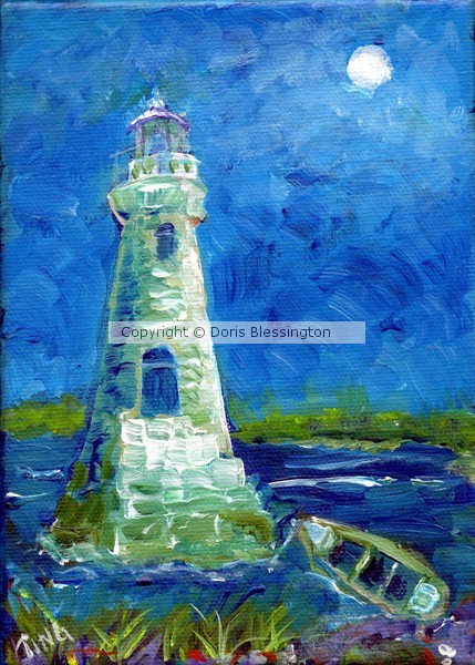 Cockspur Lighthouse Night Moon mini #9