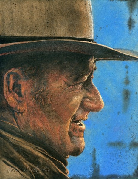 John Wayne 'True Grit' __ PASTEL on sandpaper