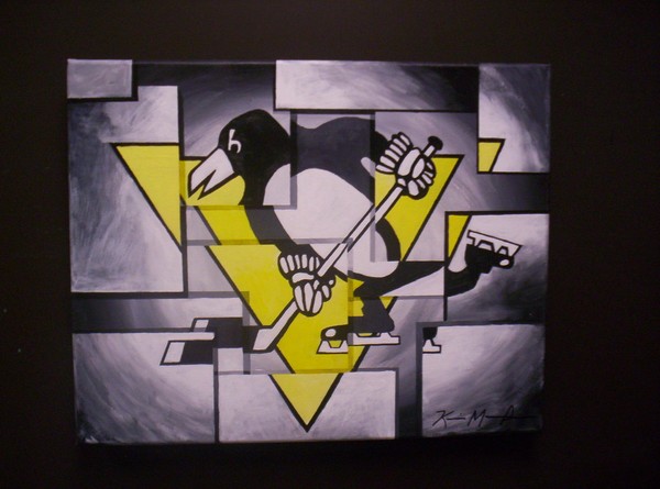 Pittsburg Penguins Abstract Painting