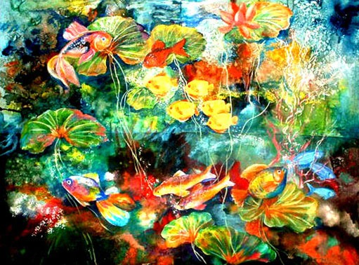 Fishes and lily pads