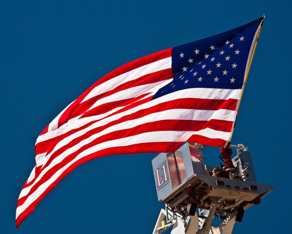 Old Glory Flying on a Fire Rig