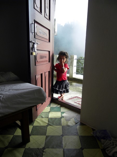 Small girl in nepal mountains