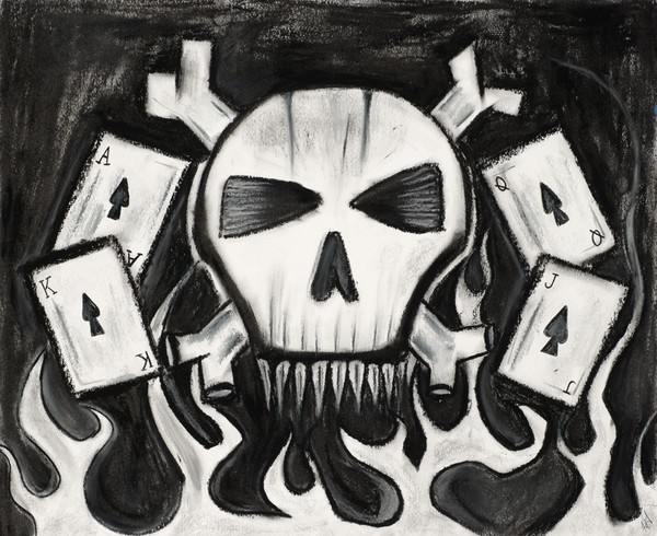 skull and playing cards