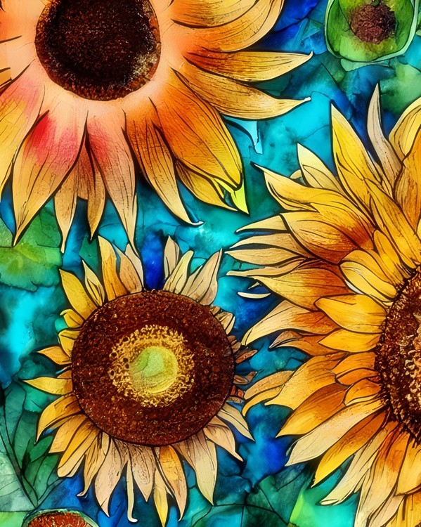 Watercolor sunflowers
