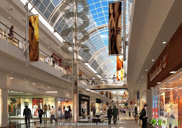 Shopping mall interior rendering Germany