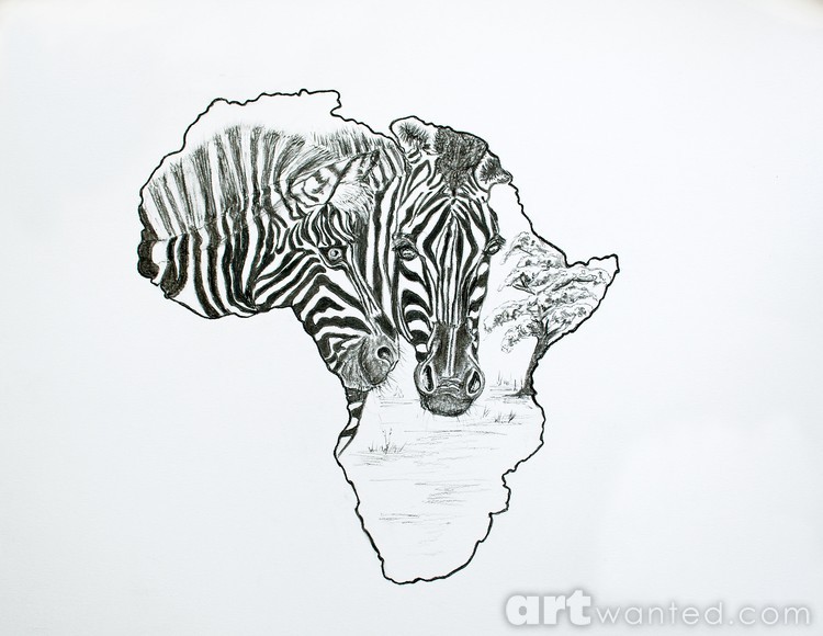 Zebras in Africa Shape