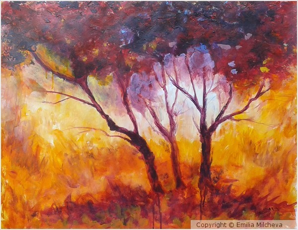 GOLDEN TOUCH, acrylic painting, 50x70cm