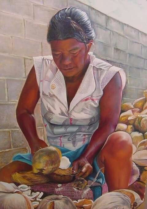 Woman coconuts