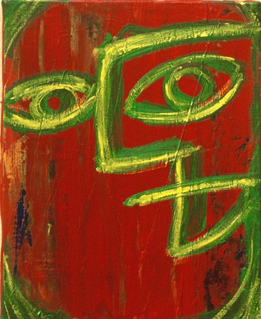 Face in green and yellow