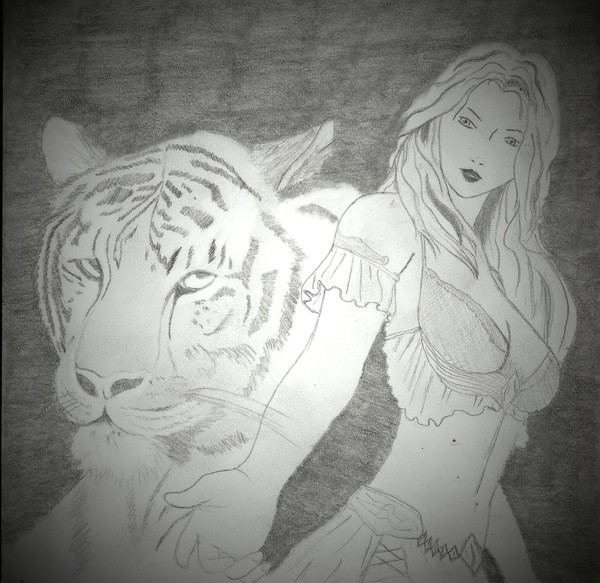 fantasy women w/tiger