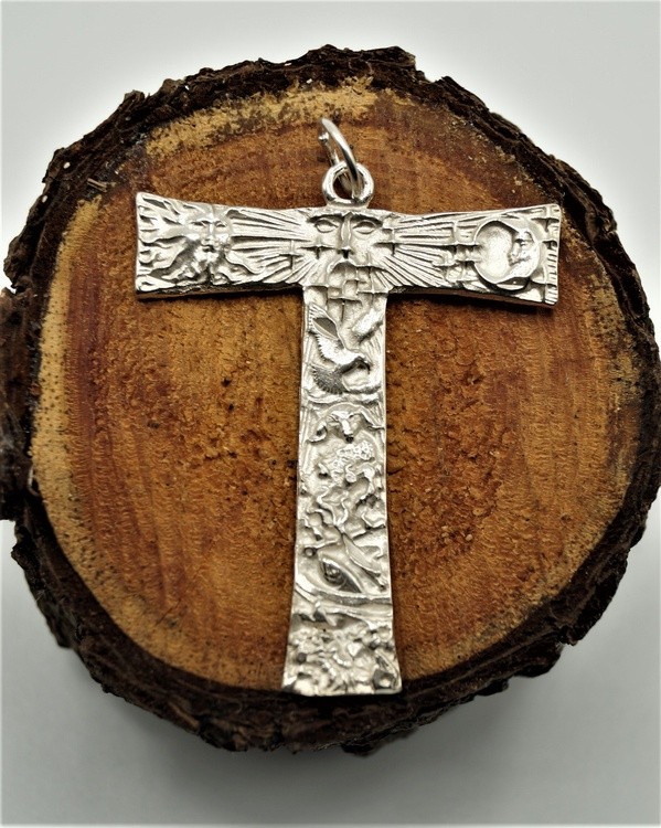 Saint Francis Tau Cross Pendant St.Francis of Assisi - pendant - Sterling silver cross - Religious G