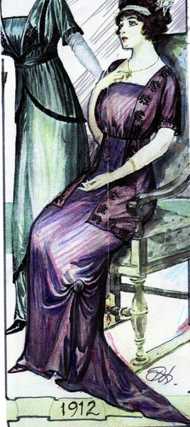 1912~Deep Purple Silk Chiffon Embroiderd Tango Ski