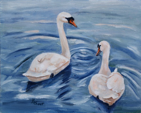 Simply Swans Original Oil Painting