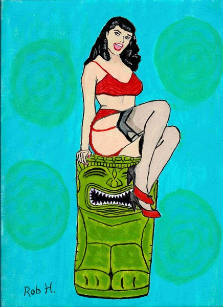 Bernie atop a tiki