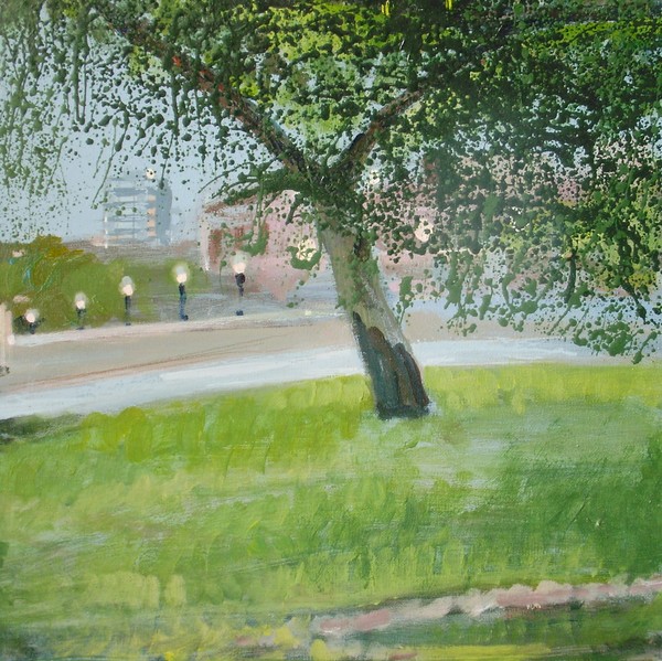 Árbol con farolas