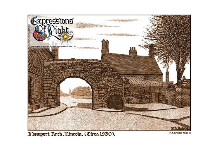 ExpoLight-Graphic-Arts-Lincoln-City-Newport-Arch-1988-0001 (Pen-&-Ink-Sepia-SP)