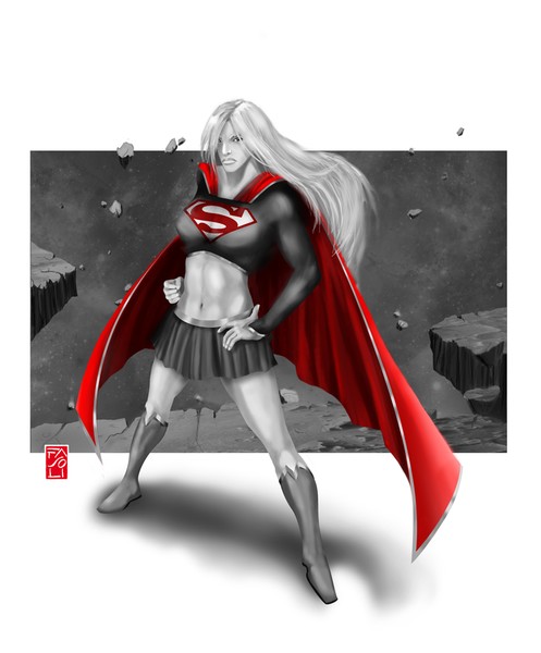 Supergirl Colouring Gray