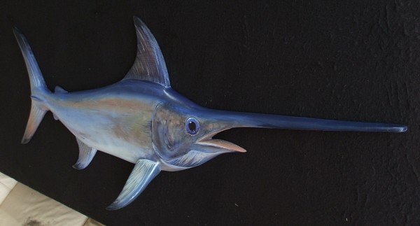 Sword fish on wood carving