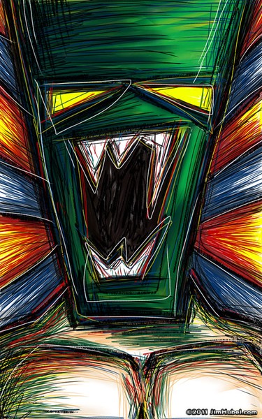 Lone Green Faced Tribal Warrior