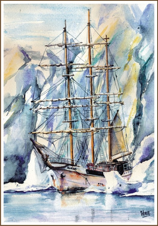 Droping the anchor at the foot of a glacier
