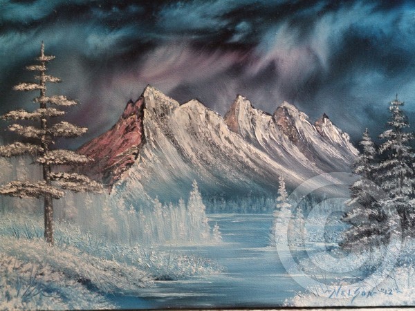 Snowy winter Mountain Lake
